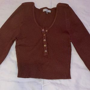 brown long sleeve crop top